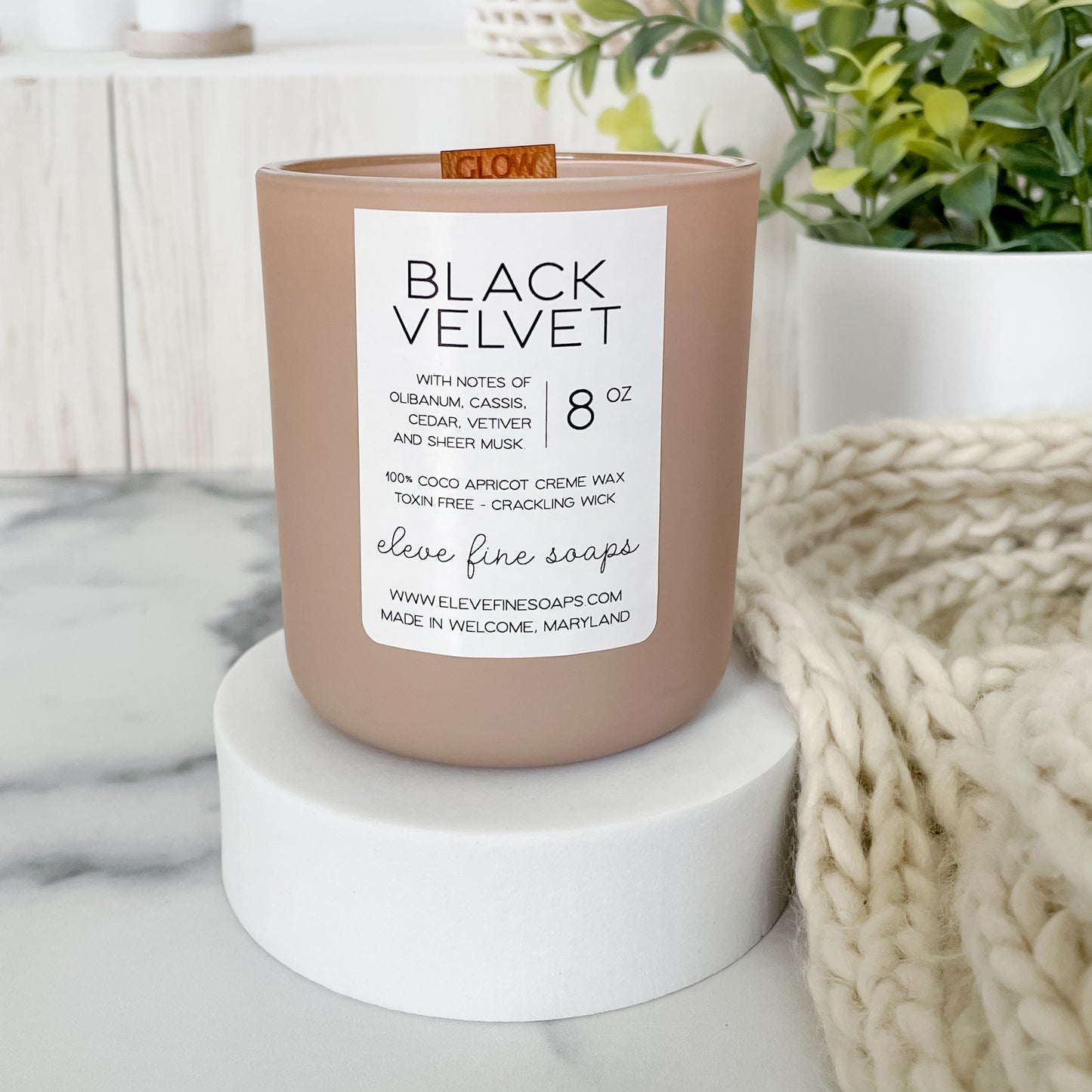 Black Velvet Wooden Wick Candle