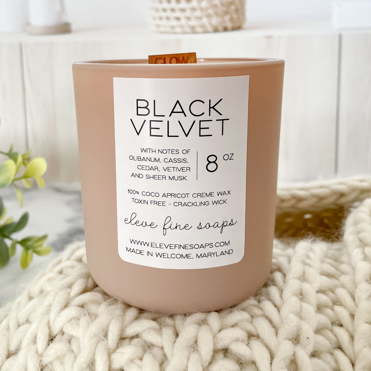 Black Velvet Wooden Wick Candle